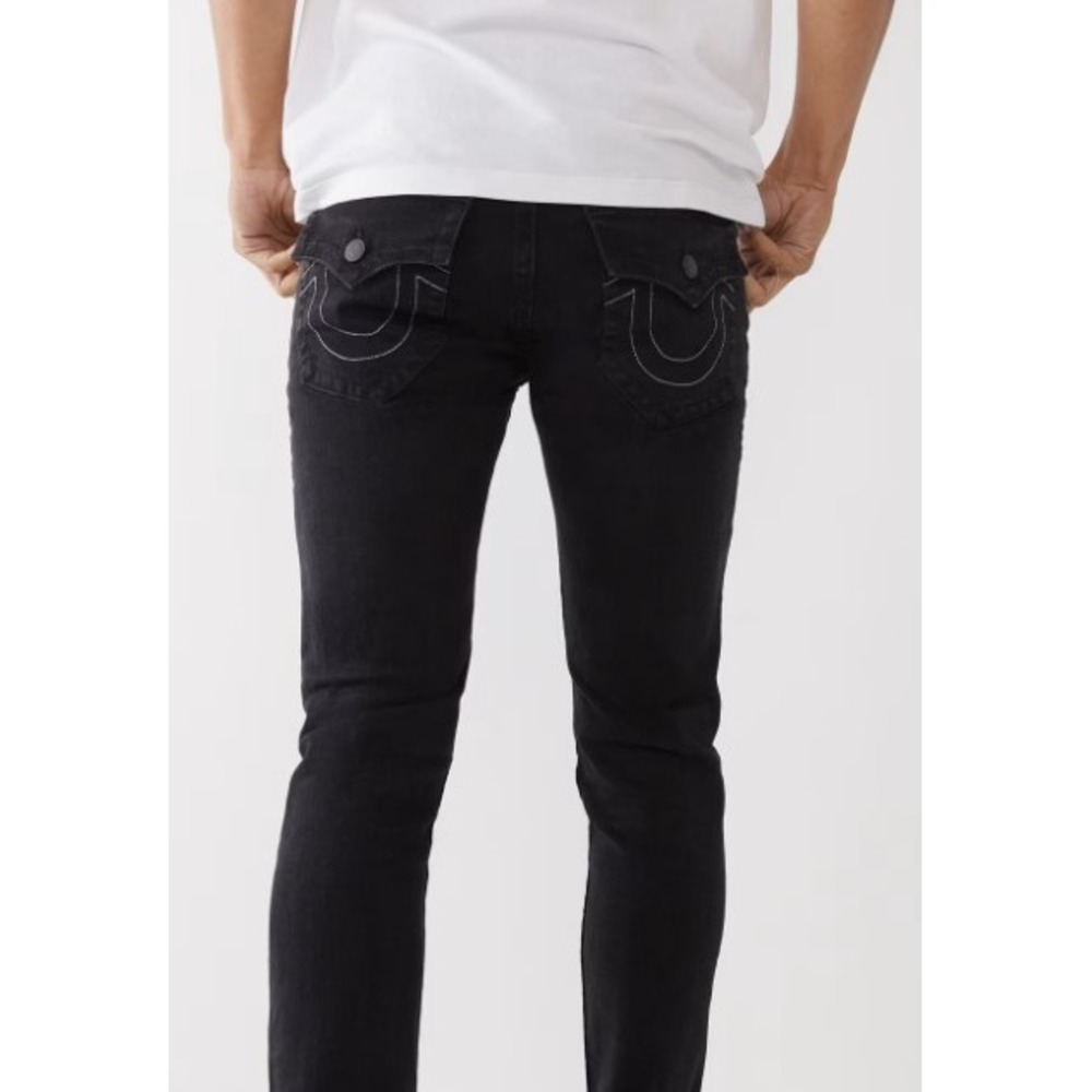 NWT True Religion Rocco Relaxed Black Skinny Jeans - Size 32"x36"